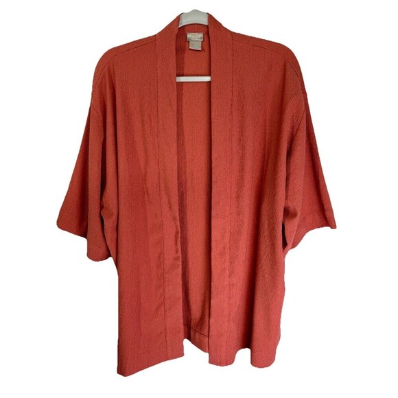 Chicos Travelers Open Front Cardigan Jacket Womens 1/Medium Coral Orange - Picture 1 of 10